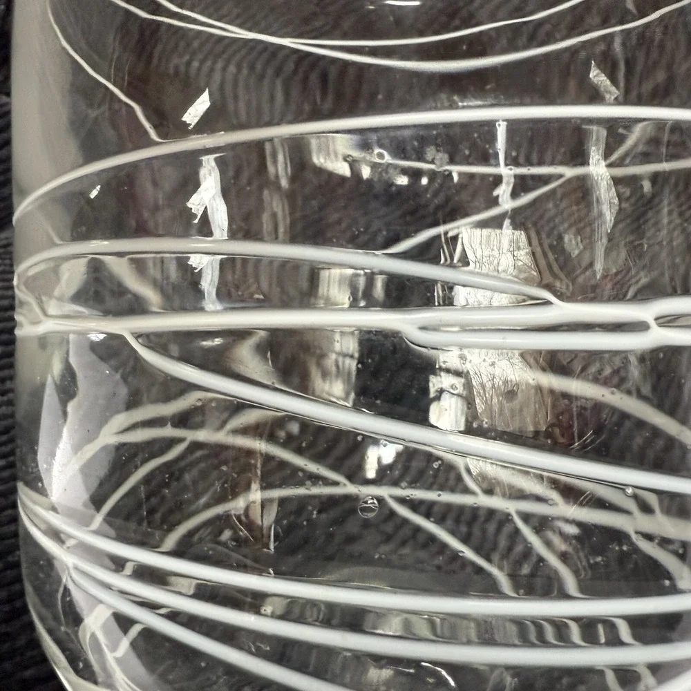 Blown Glass Clear Vase With White Modern‎ Design 5.75